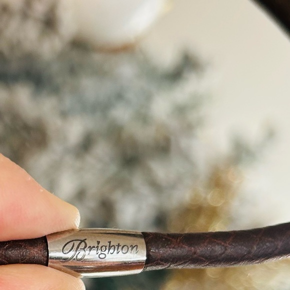 BRIGHTON BROWN BRAIDED LEATHER AND STERLING SILVER CHOKER/necklace to afix charm - Picture 4 of 5